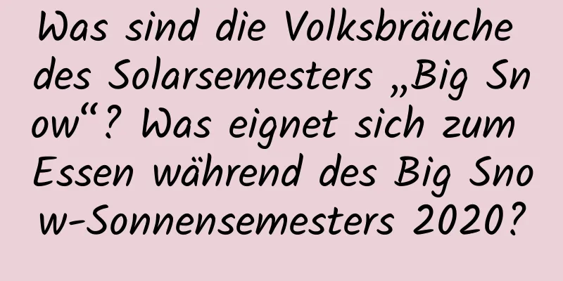 Was sind die Volksbräuche des Solarsemesters „Big Snow“? Was eignet sich zum Essen während des Big Snow-Sonnensemesters 2020?