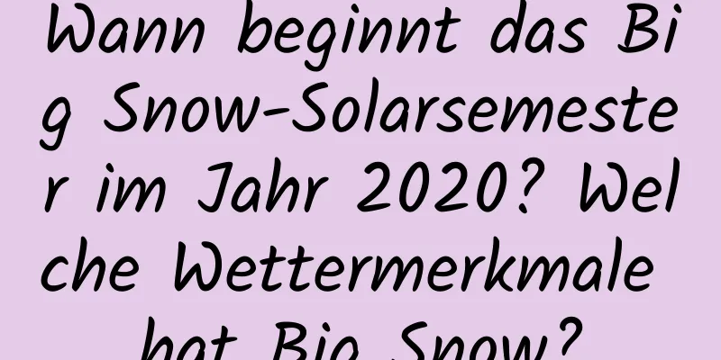 Wann beginnt das Big Snow-Solarsemester im Jahr 2020? Welche Wettermerkmale hat Big Snow?