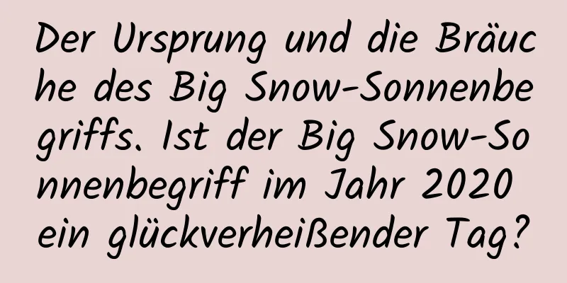 Der Ursprung und die Bräuche des Big Snow-Sonnenbegriffs. Ist der Big Snow-Sonnenbegriff im Jahr 2020 ein glückverheißender Tag?