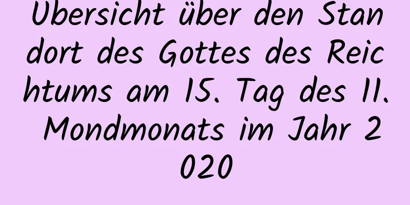 Übersicht über den Standort des Gottes des Reichtums am 15. Tag des 11. Mondmonats im Jahr 2020