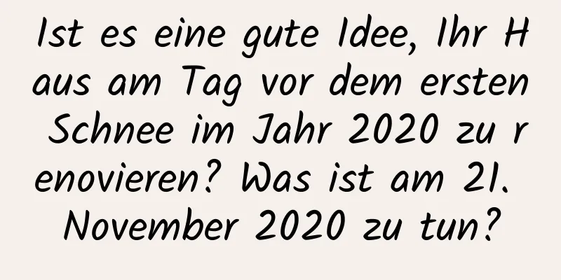 Ist es eine gute Idee, Ihr Haus am Tag vor dem ersten Schnee im Jahr 2020 zu renovieren? Was ist am 21. November 2020 zu tun?