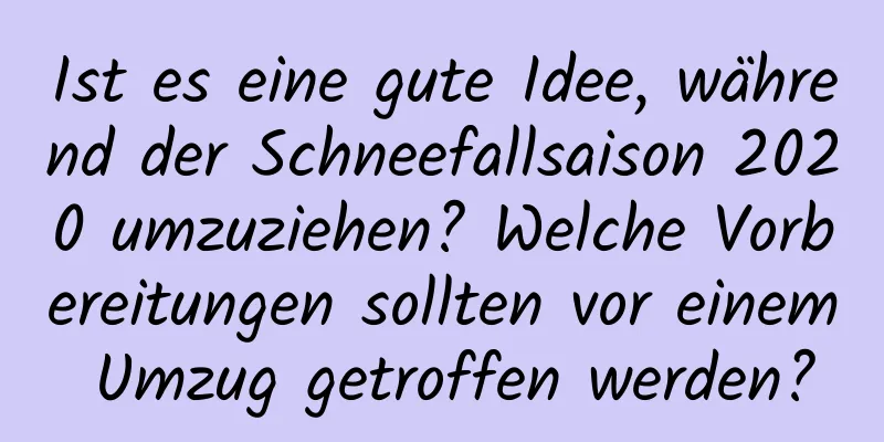 Ist es eine gute Idee, während der Schneefallsaison 2020 umzuziehen? Welche Vorbereitungen sollten vor einem Umzug getroffen werden?