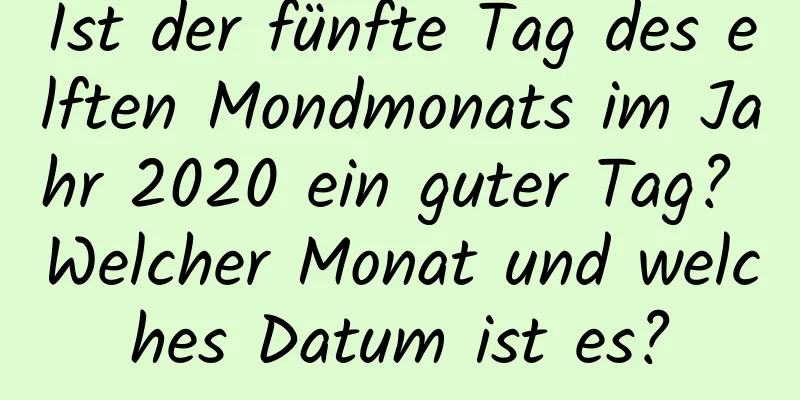 Ist der fünfte Tag des elften Mondmonats im Jahr 2020 ein guter Tag? Welcher Monat und welches Datum ist es?