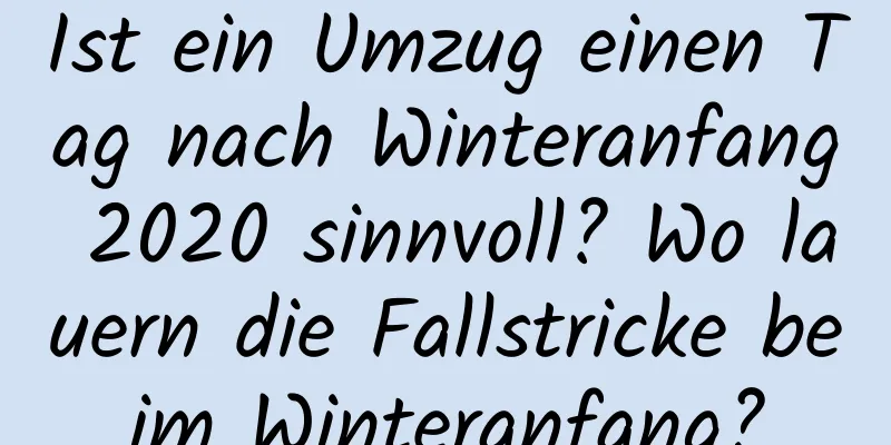 Ist ein Umzug einen Tag nach Winteranfang 2020 sinnvoll? Wo lauern die Fallstricke beim Winteranfang?