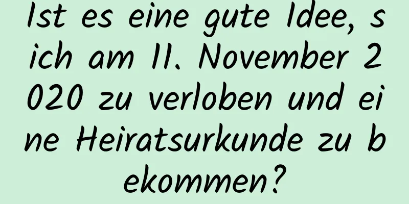 Ist es eine gute Idee, sich am 11. November 2020 zu verloben und eine Heiratsurkunde zu bekommen?