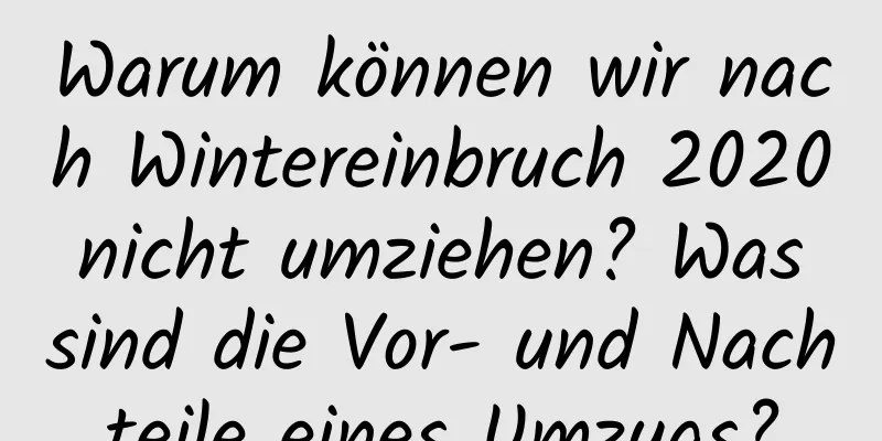 Warum können wir nach Wintereinbruch 2020 nicht umziehen? Was sind die Vor- und Nachteile eines Umzugs?