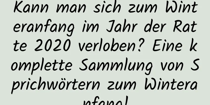 Kann man sich zum Winteranfang im Jahr der Ratte 2020 verloben? Eine komplette Sammlung von Sprichwörtern zum Winteranfang!