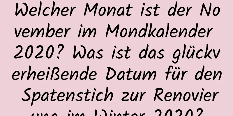 Welcher Monat ist der November im Mondkalender 2020? Was ist das glückverheißende Datum für den Spatenstich zur Renovierung im Winter 2020?