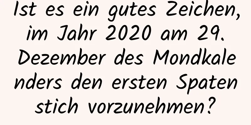 Ist es ein gutes Zeichen, im Jahr 2020 am 29. Dezember des Mondkalenders den ersten Spatenstich vorzunehmen?