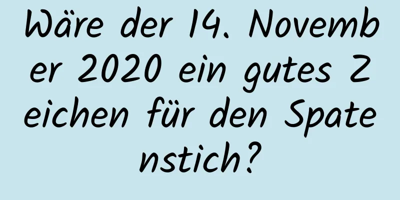 Wäre der 14. November 2020 ein gutes Zeichen für den Spatenstich?