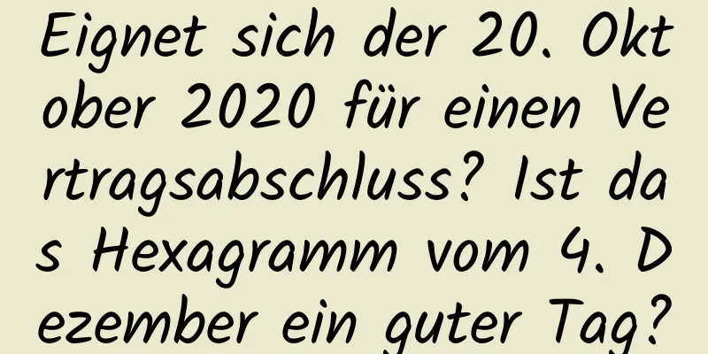 Eignet sich der 20. Oktober 2020 für einen Vertragsabschluss? Ist das Hexagramm vom 4. Dezember ein guter Tag?