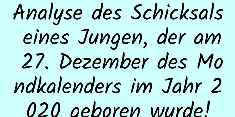 Analyse des Schicksals eines Jungen, der am 27. Dezember des Mondkalenders im Jahr 2020 geboren wurde!