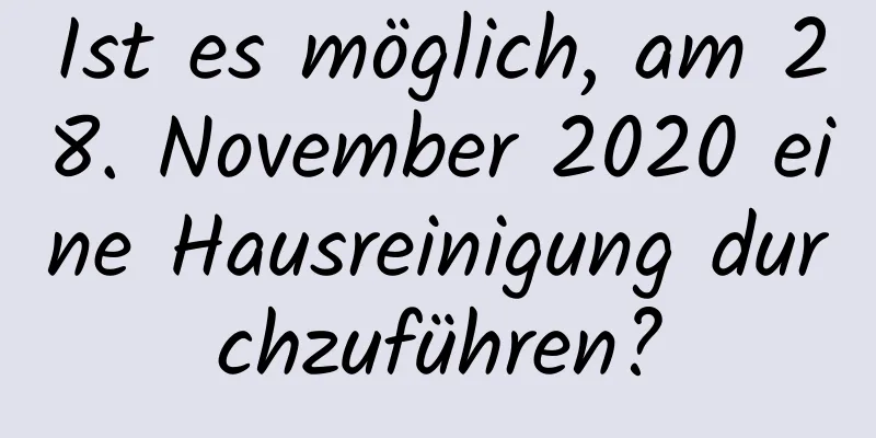 Ist es möglich, am 28. November 2020 eine Hausreinigung durchzuführen?