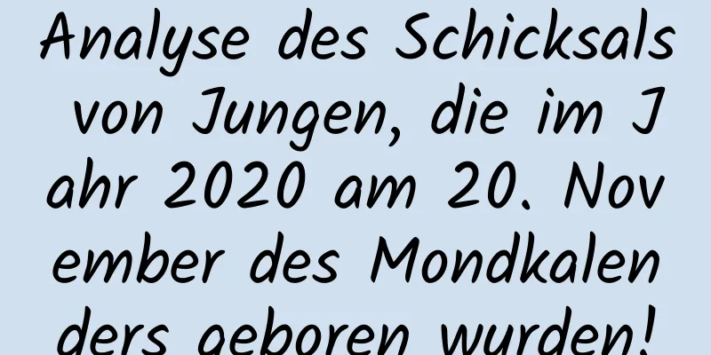 Analyse des Schicksals von Jungen, die im Jahr 2020 am 20. November des Mondkalenders geboren wurden!