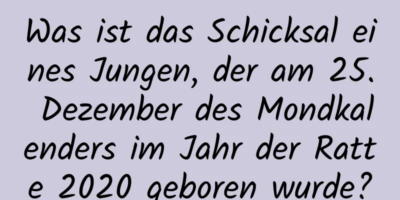 Was ist das Schicksal eines Jungen, der am 25. Dezember des Mondkalenders im Jahr der Ratte 2020 geboren wurde?