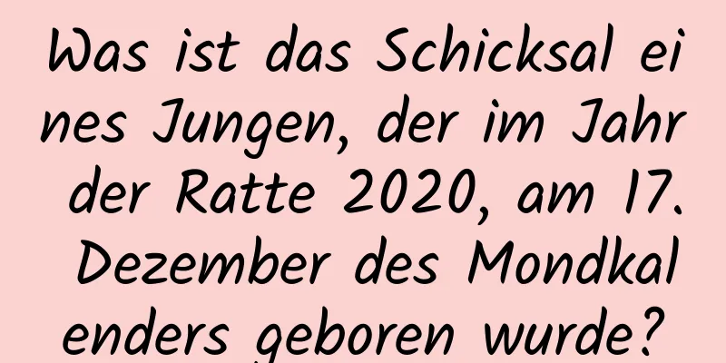 Was ist das Schicksal eines Jungen, der im Jahr der Ratte 2020, am 17. Dezember des Mondkalenders geboren wurde?