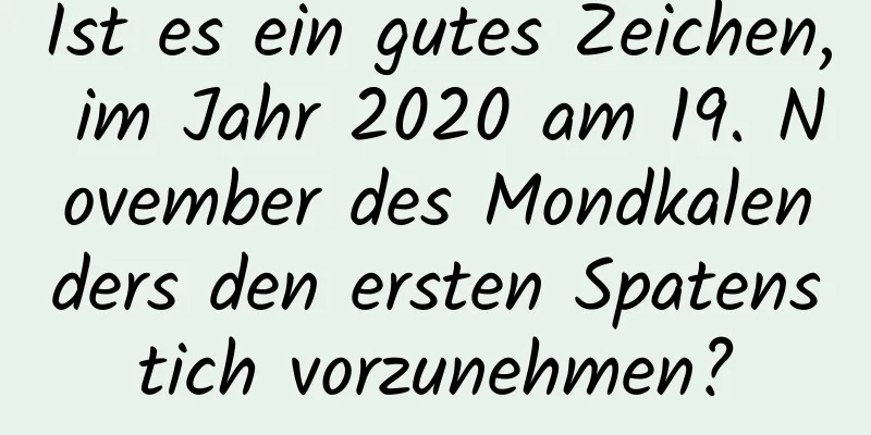 Ist es ein gutes Zeichen, im Jahr 2020 am 19. November des Mondkalenders den ersten Spatenstich vorzunehmen?