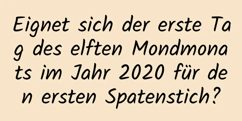 Eignet sich der erste Tag des elften Mondmonats im Jahr 2020 für den ersten Spatenstich?