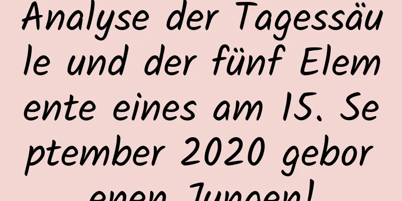 Analyse der Tagessäule und der fünf Elemente eines am 15. September 2020 geborenen Jungen!