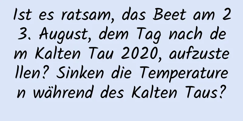 Ist es ratsam, das Beet am 23. August, dem Tag nach dem Kalten Tau 2020, aufzustellen? Sinken die Temperaturen während des Kalten Taus?