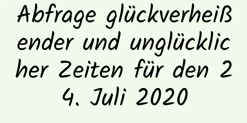 Abfrage glückverheißender und unglücklicher Zeiten für den 24. Juli 2020