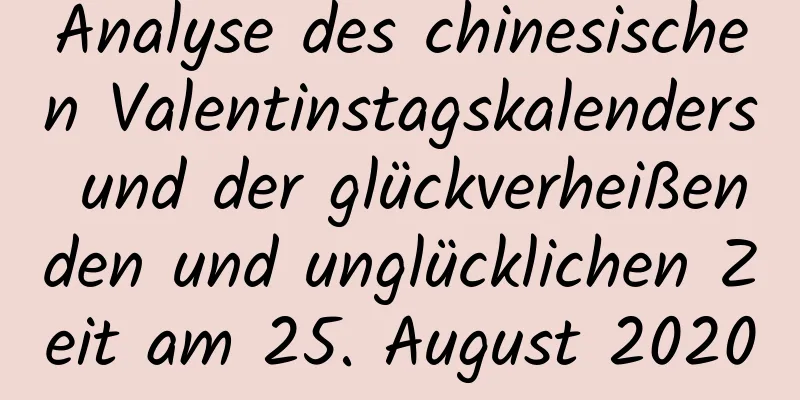 Analyse des chinesischen Valentinstagskalenders und der glückverheißenden und unglücklichen Zeit am 25. August 2020