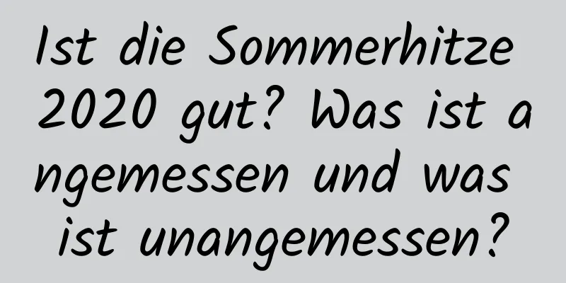 Ist die Sommerhitze 2020 gut? Was ist angemessen und was ist unangemessen?