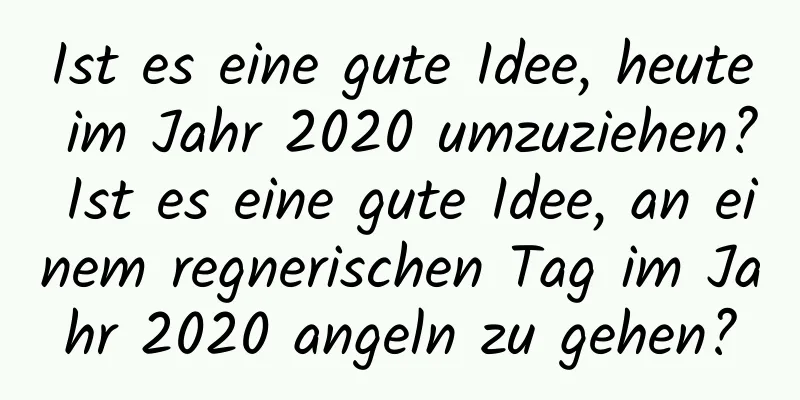 Ist es eine gute Idee, heute im Jahr 2020 umzuziehen? Ist es eine gute Idee, an einem regnerischen Tag im Jahr 2020 angeln zu gehen?