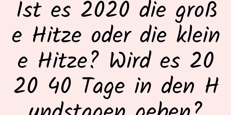 Ist es 2020 die große Hitze oder die kleine Hitze? Wird es 2020 40 Tage in den Hundstagen geben?