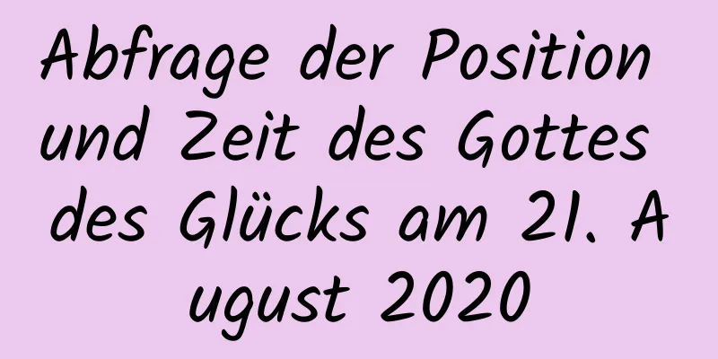 Abfrage der Position und Zeit des Gottes des Glücks am 21. August 2020