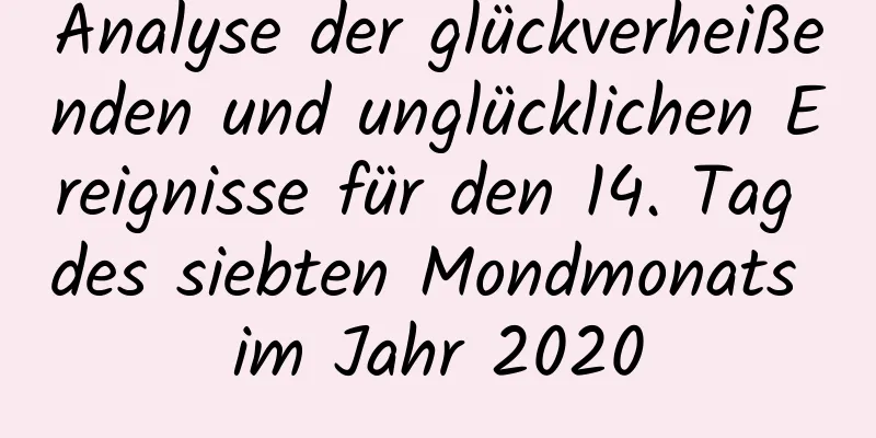 Analyse der glückverheißenden und unglücklichen Ereignisse für den 14. Tag des siebten Mondmonats im Jahr 2020