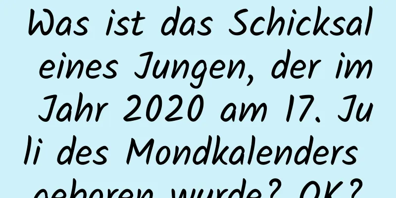 Was ist das Schicksal eines Jungen, der im Jahr 2020 am 17. Juli des Mondkalenders geboren wurde? OK?