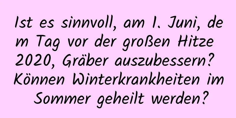 Ist es sinnvoll, am 1. Juni, dem Tag vor der großen Hitze 2020, Gräber auszubessern? Können Winterkrankheiten im Sommer geheilt werden?