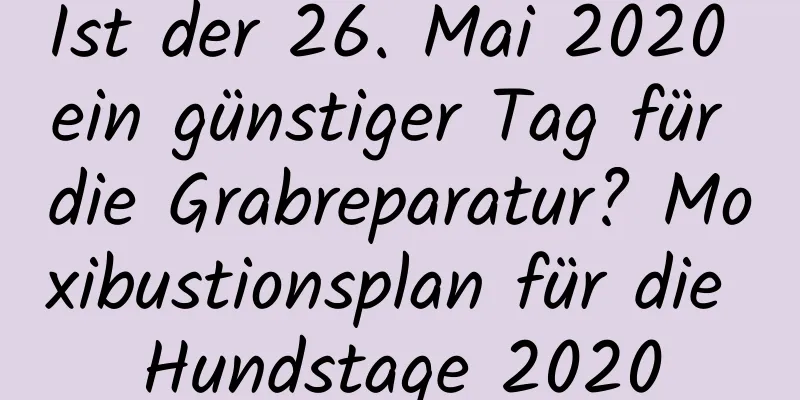 Ist der 26. Mai 2020 ein günstiger Tag für die Grabreparatur? Moxibustionsplan für die Hundstage 2020