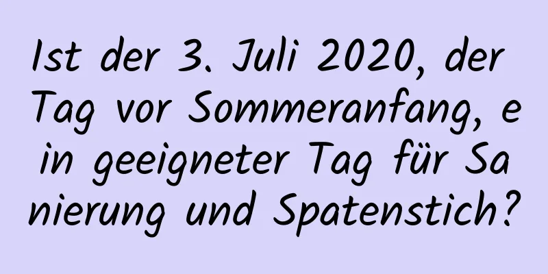 Ist der 3. Juli 2020, der Tag vor Sommeranfang, ein geeigneter Tag für Sanierung und Spatenstich?