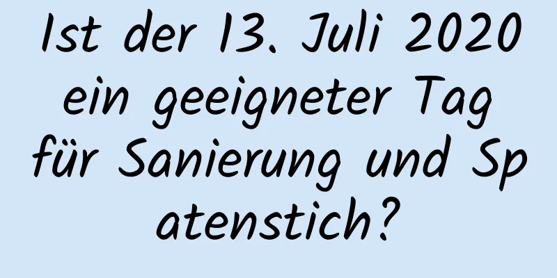 Ist der 13. Juli 2020 ein geeigneter Tag für Sanierung und Spatenstich?