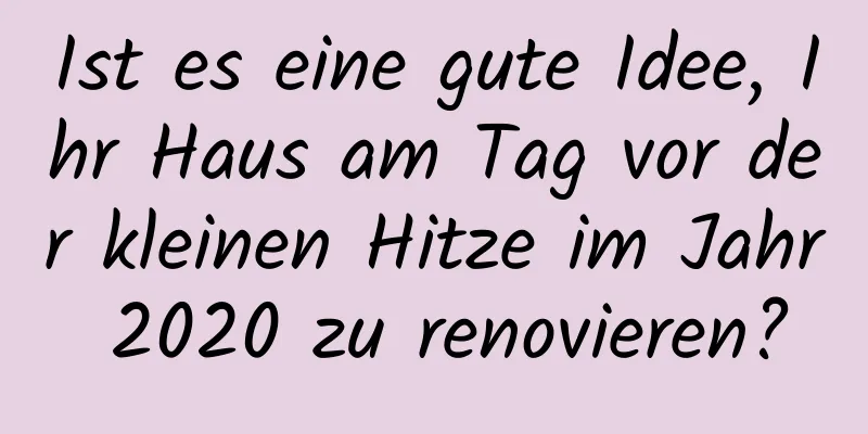 Ist es eine gute Idee, Ihr Haus am Tag vor der kleinen Hitze im Jahr 2020 zu renovieren?