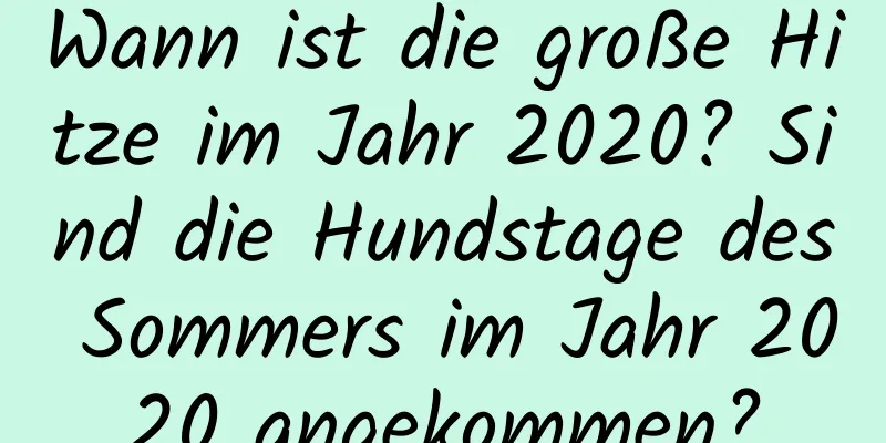 Wann ist die große Hitze im Jahr 2020? Sind die Hundstage des Sommers im Jahr 2020 angekommen?