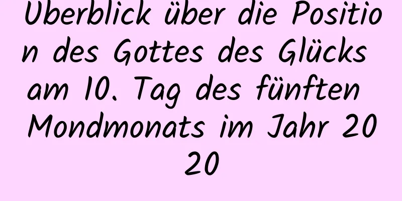 Überblick über die Position des Gottes des Glücks am 10. Tag des fünften Mondmonats im Jahr 2020