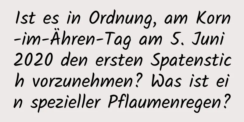 Ist es in Ordnung, am Korn-im-Ähren-Tag am 5. Juni 2020 den ersten Spatenstich vorzunehmen? Was ist ein spezieller Pflaumenregen?