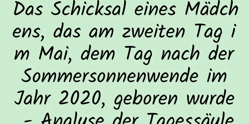 Das Schicksal eines Mädchens, das am zweiten Tag im Mai, dem Tag nach der Sommersonnenwende im Jahr 2020, geboren wurde - Analyse der Tagessäule