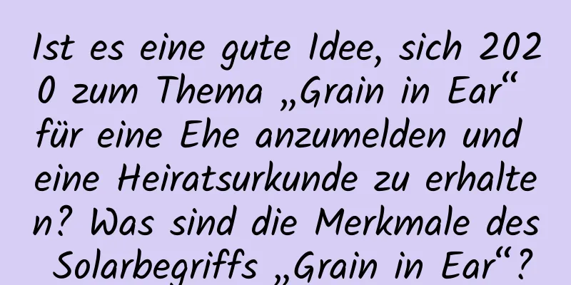 Ist es eine gute Idee, sich 2020 zum Thema „Grain in Ear“ für eine Ehe anzumelden und eine Heiratsurkunde zu erhalten? Was sind die Merkmale des Solarbegriffs „Grain in Ear“?