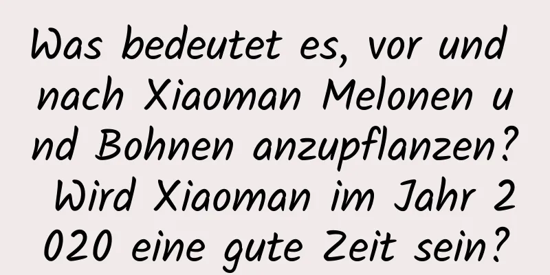 Was bedeutet es, vor und nach Xiaoman Melonen und Bohnen anzupflanzen? Wird Xiaoman im Jahr 2020 eine gute Zeit sein?