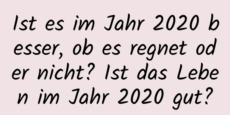 Ist es im Jahr 2020 besser, ob es regnet oder nicht? Ist das Leben im Jahr 2020 gut?