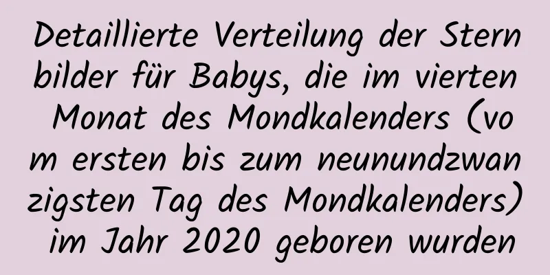 Detaillierte Verteilung der Sternbilder für Babys, die im vierten Monat des Mondkalenders (vom ersten bis zum neunundzwanzigsten Tag des Mondkalenders) im Jahr 2020 geboren wurden