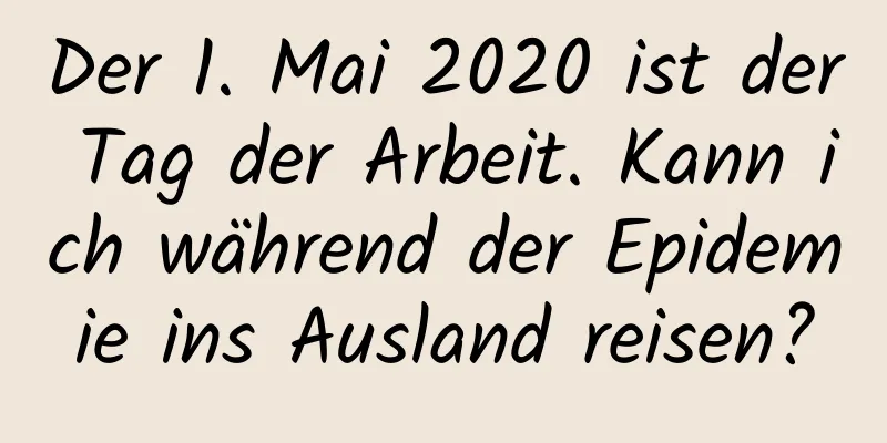 Der 1. Mai 2020 ist der Tag der Arbeit. Kann ich während der Epidemie ins Ausland reisen?