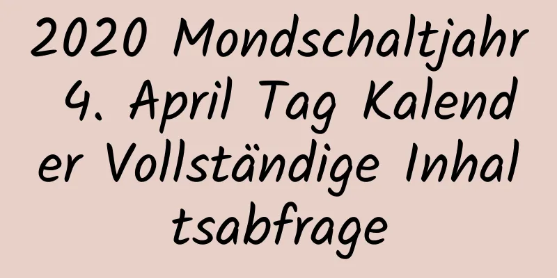 2020 Mondschaltjahr 4. April Tag Kalender Vollständige Inhaltsabfrage