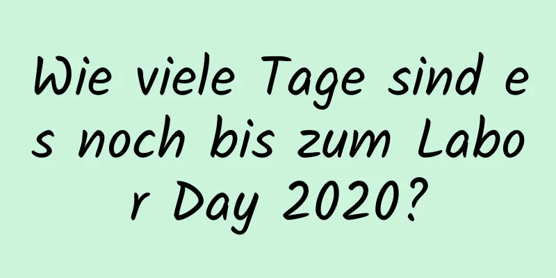 Wie viele Tage sind es noch bis zum Labor Day 2020?