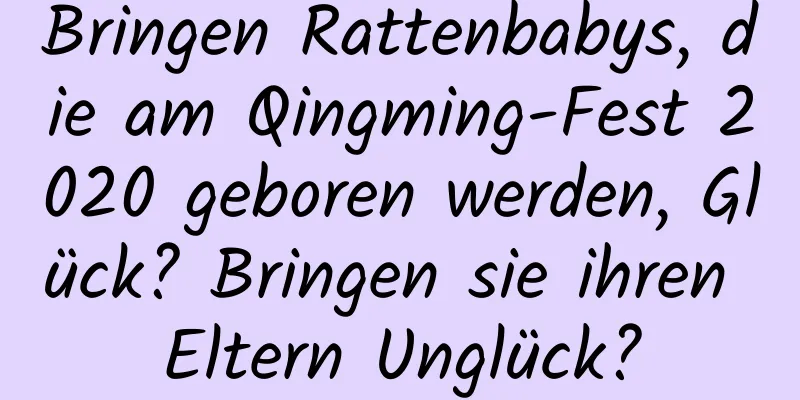 Bringen Rattenbabys, die am Qingming-Fest 2020 geboren werden, Glück? Bringen sie ihren Eltern Unglück?