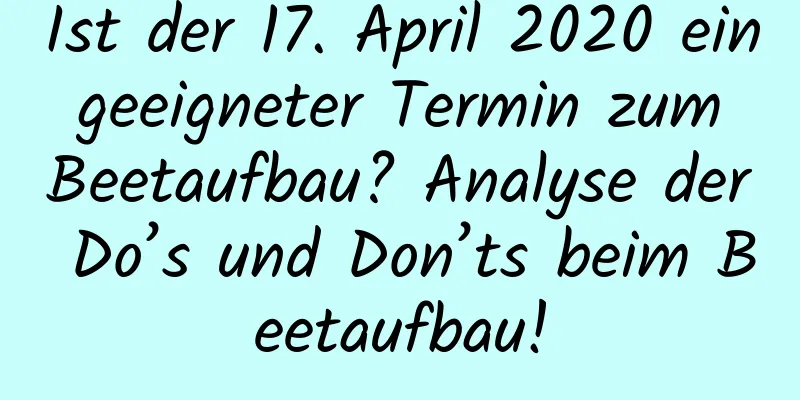 Ist der 17. April 2020 ein geeigneter Termin zum Beetaufbau? Analyse der Do’s und Don’ts beim Beetaufbau!